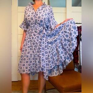RUNGOLEE Melodie Midi Dress in Lavender Jardin (size XL) $469